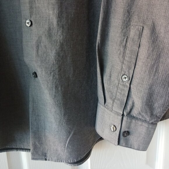 Calvin Klein Mens Long Sleeve Dress Shirt Formal Grey Size 34/35 XL Slim Fit - Picture 5 of 11